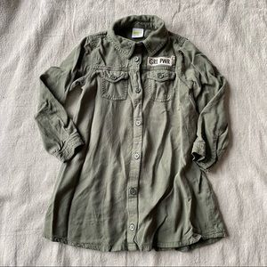 CRAZY 8 green long sleeve girl power shirt dress